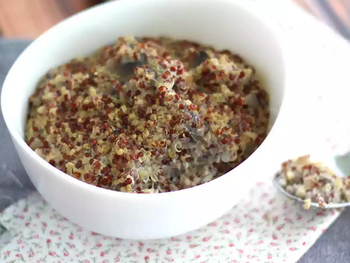 Risotto de quinoa con champiñones, vegano y sin lactosa - foto 3