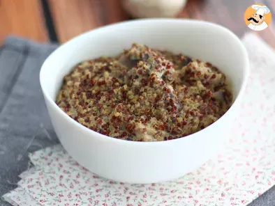 Risotto de quinoa con champiñones, vegano y sin lactosa