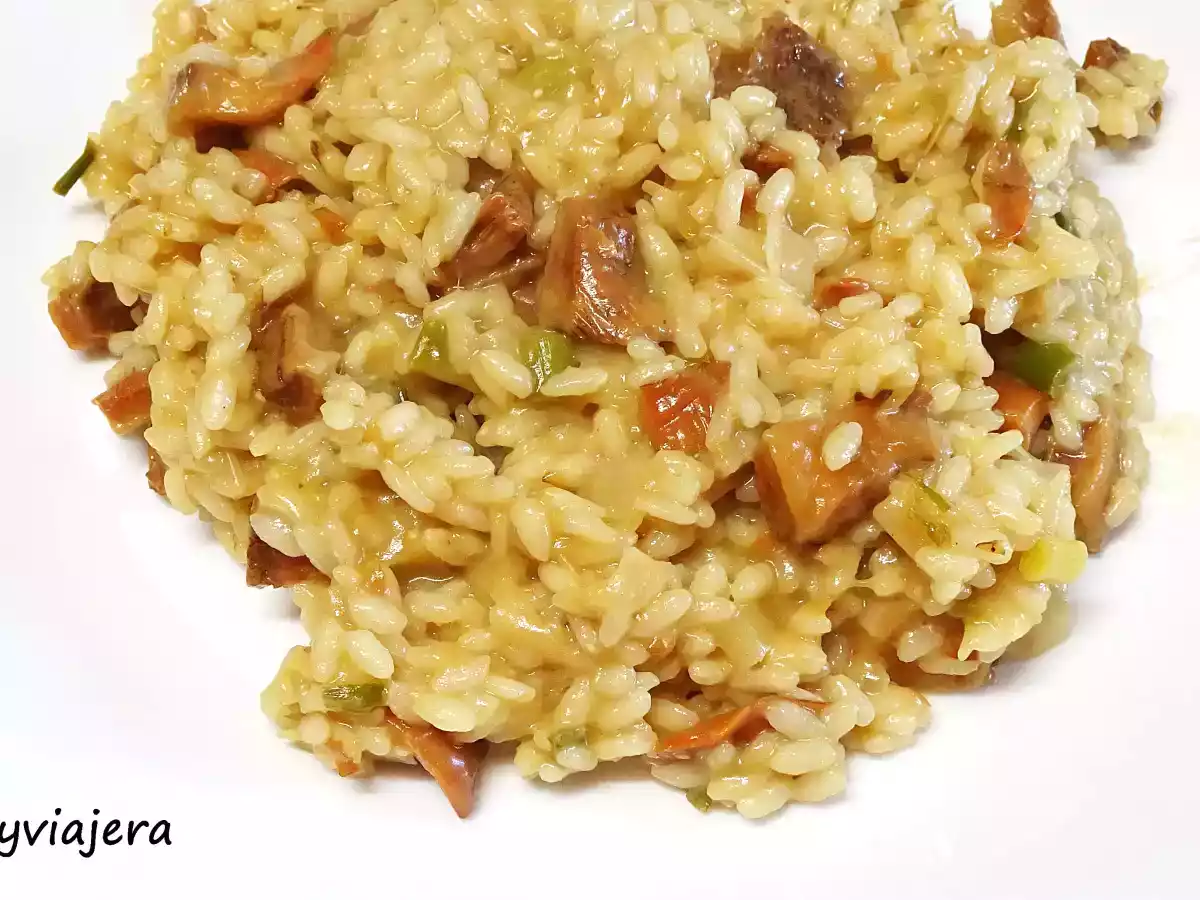 Risotto de rebollones y ajos tiernos