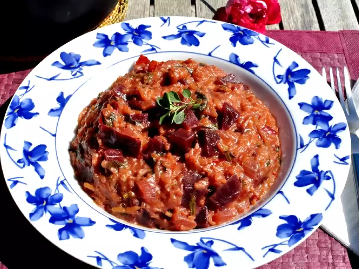 Risotto de remolacha vegetariano