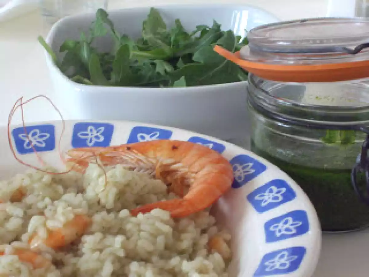 Risotto de rúcula y gambas