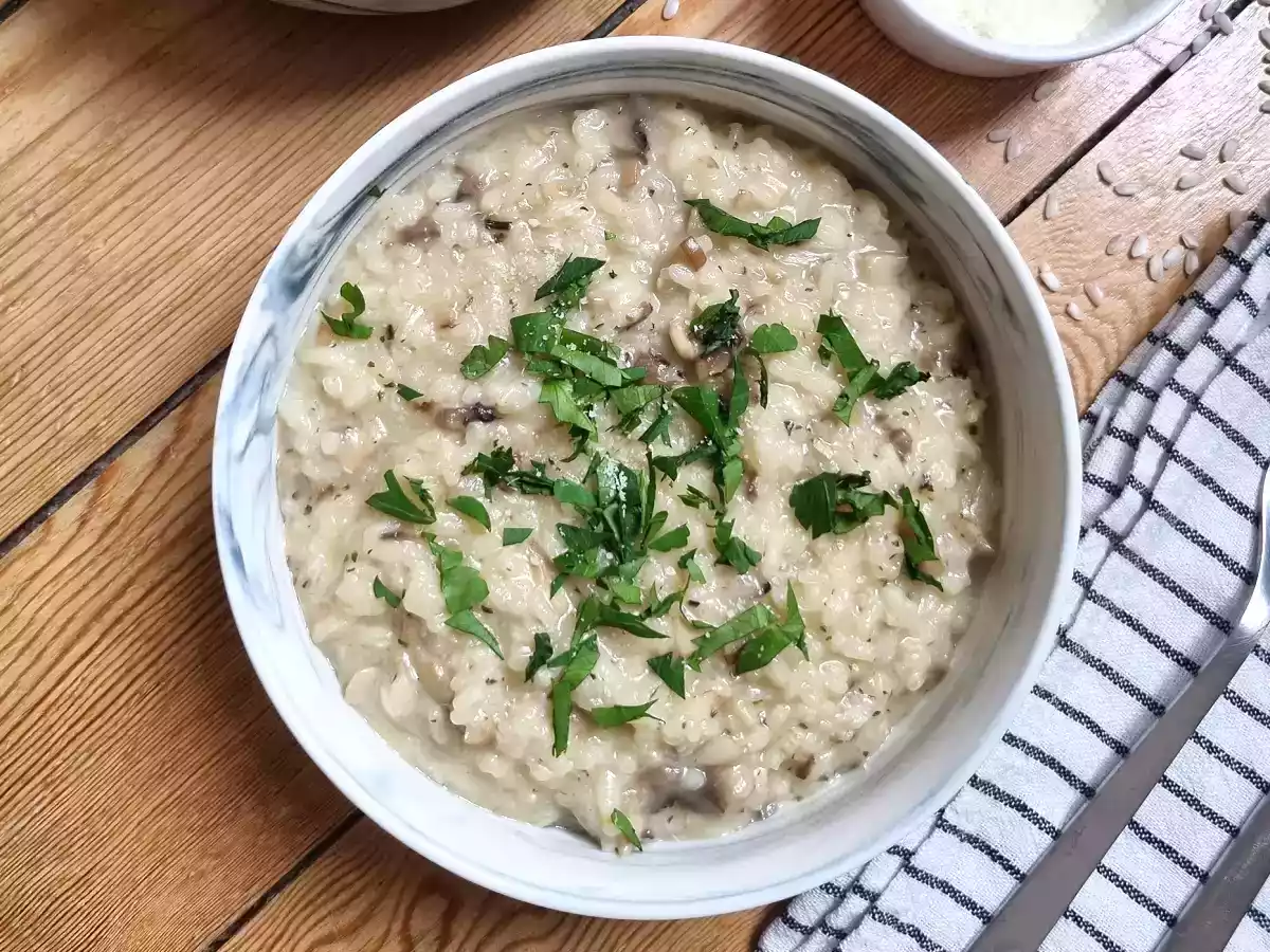 Risotto de setas en Thermomix, receta rápida