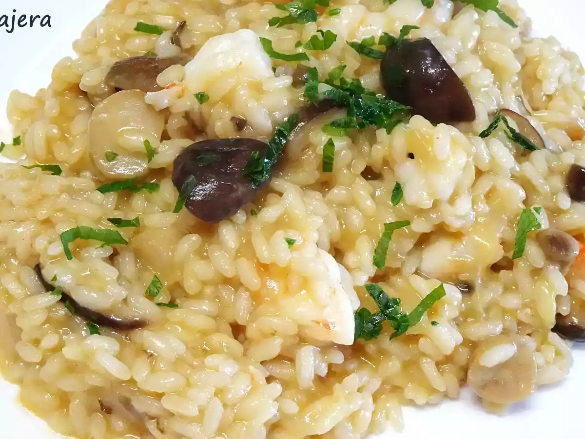 Risotto de setas y langostinos