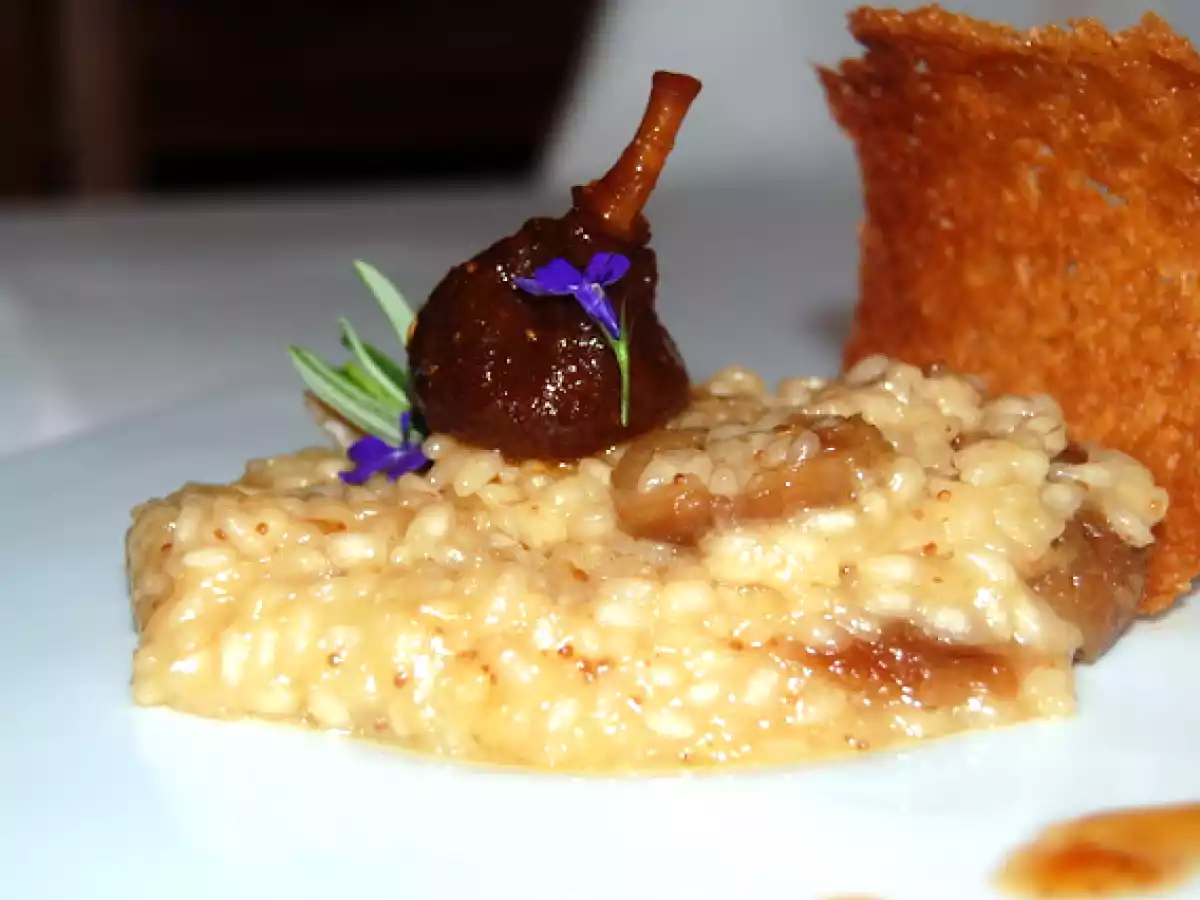 Risotto dulce de higos secos.
