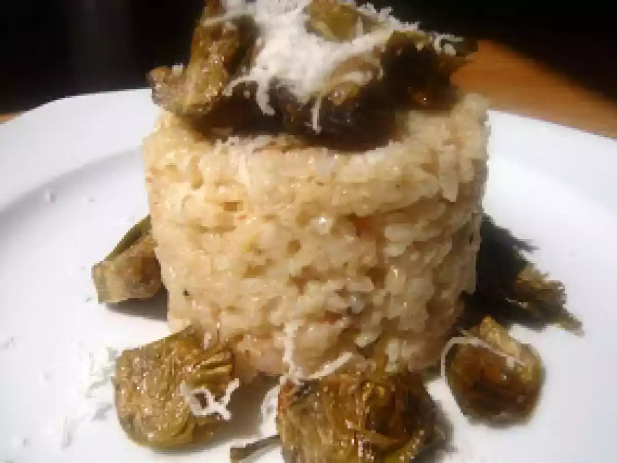 Rissotto de ajos tiernos y langostinos con alcachofa confitada - foto 2