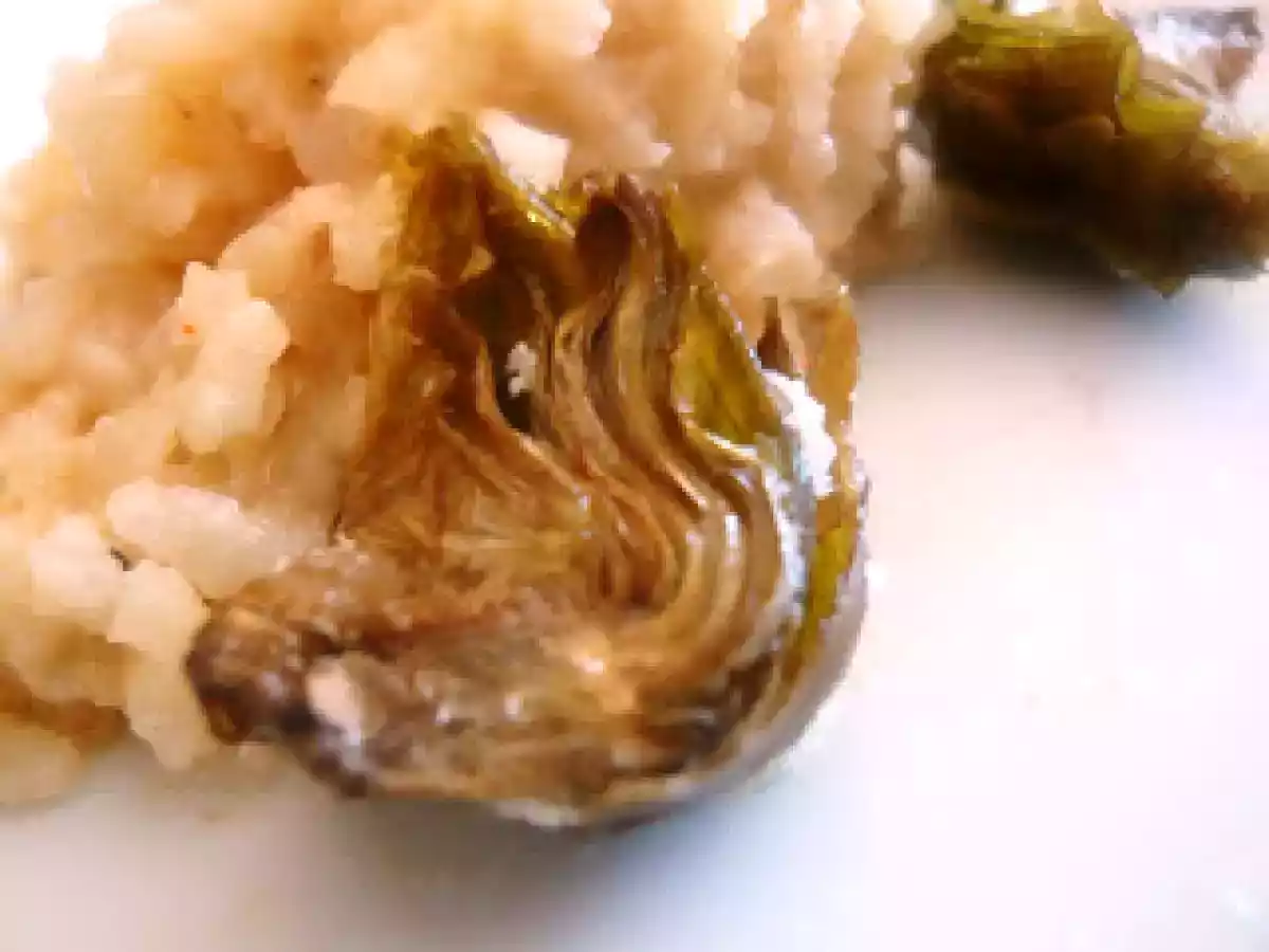 Rissotto de ajos tiernos y langostinos con alcachofa confitada - foto 4