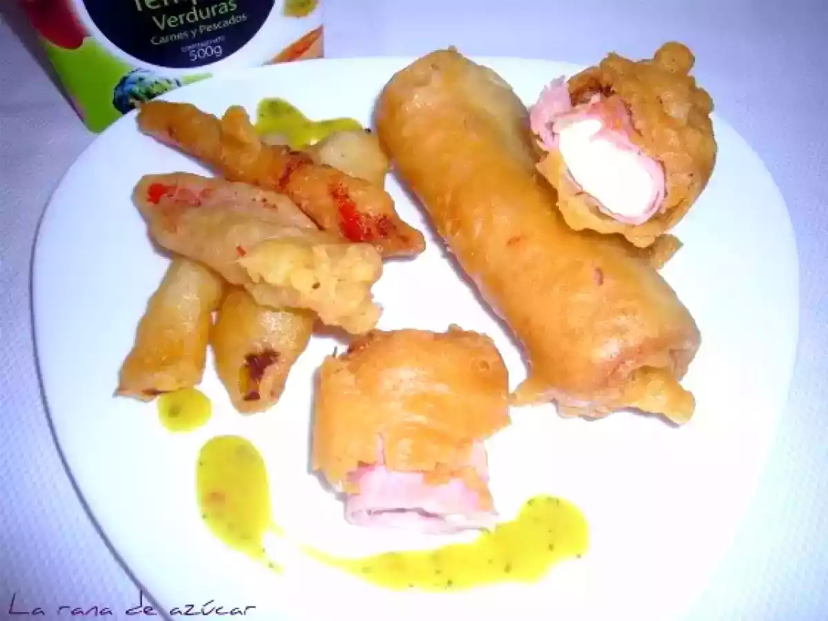 Rollito de jamón y queso en tempura...Concurso Caris...nosotros también!!