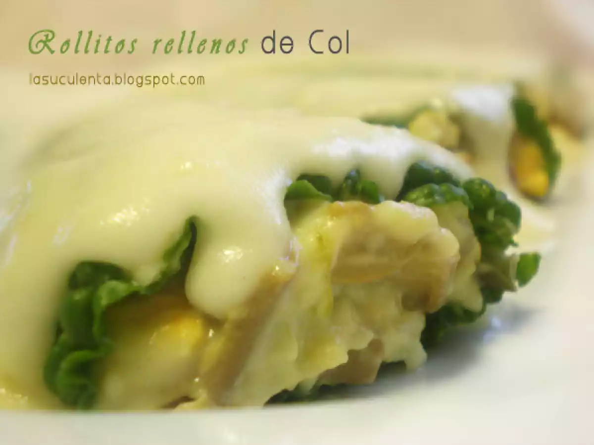 Rollitos de col rellenos de setas y jamón - foto 2
