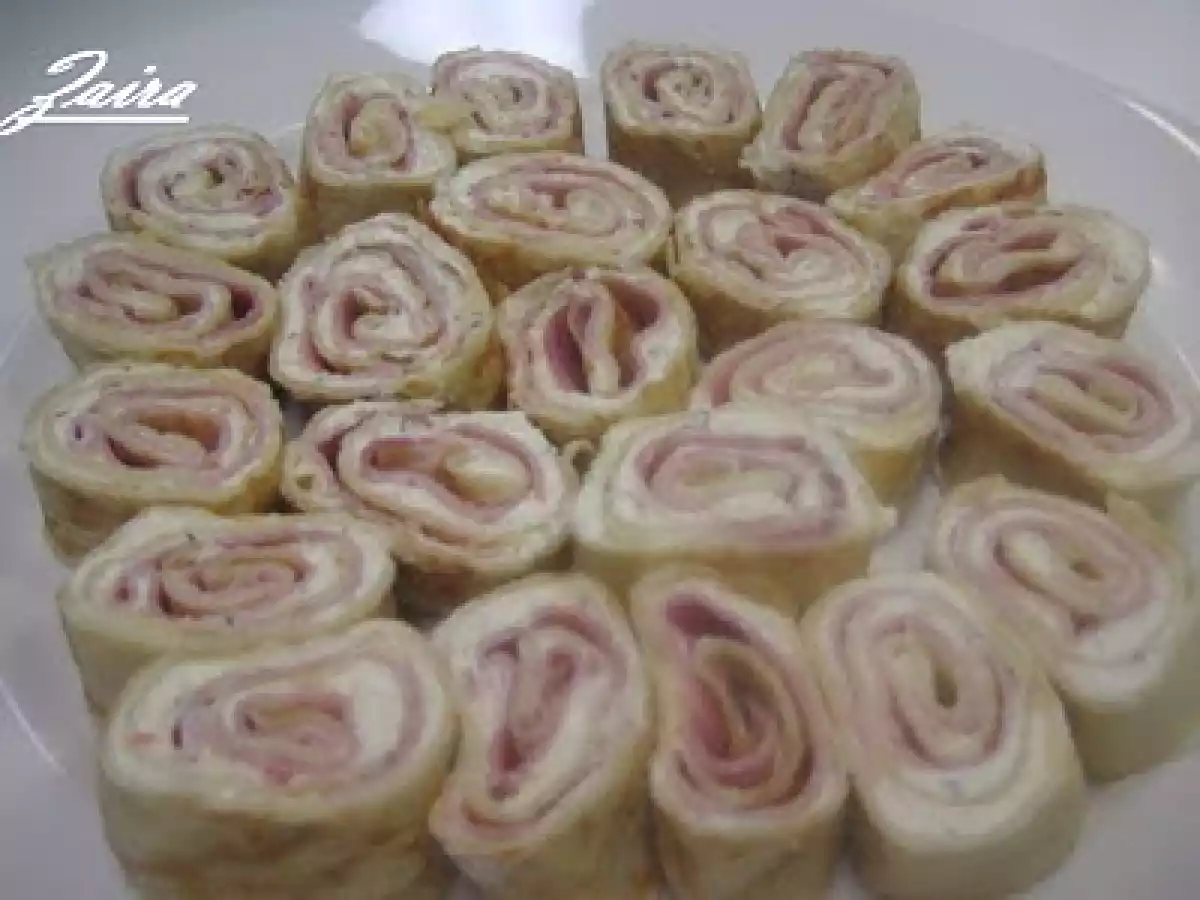 Rollitos de crepes con jamón y queso - foto 3