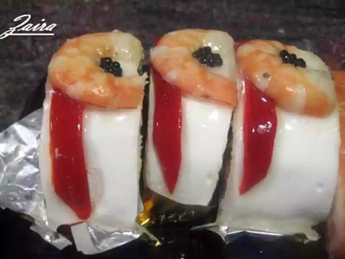 Rollitos de ensaladilla con langostinos
