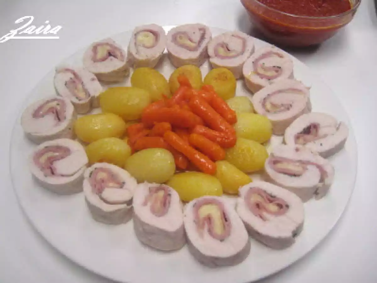 Rollitos de pollo con jamón y queso