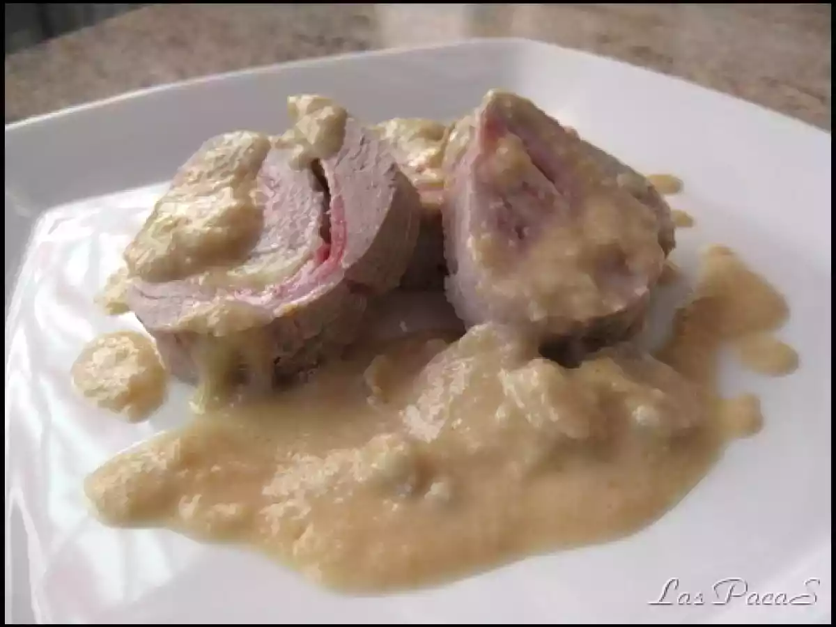 Rollitos de Solomillo rellenos en salsa de Membrillo (Thermomix)