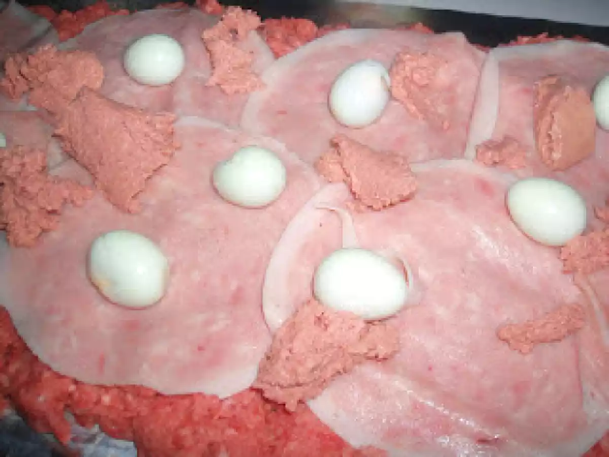 Rollo de carne picada en salsa de cebolla