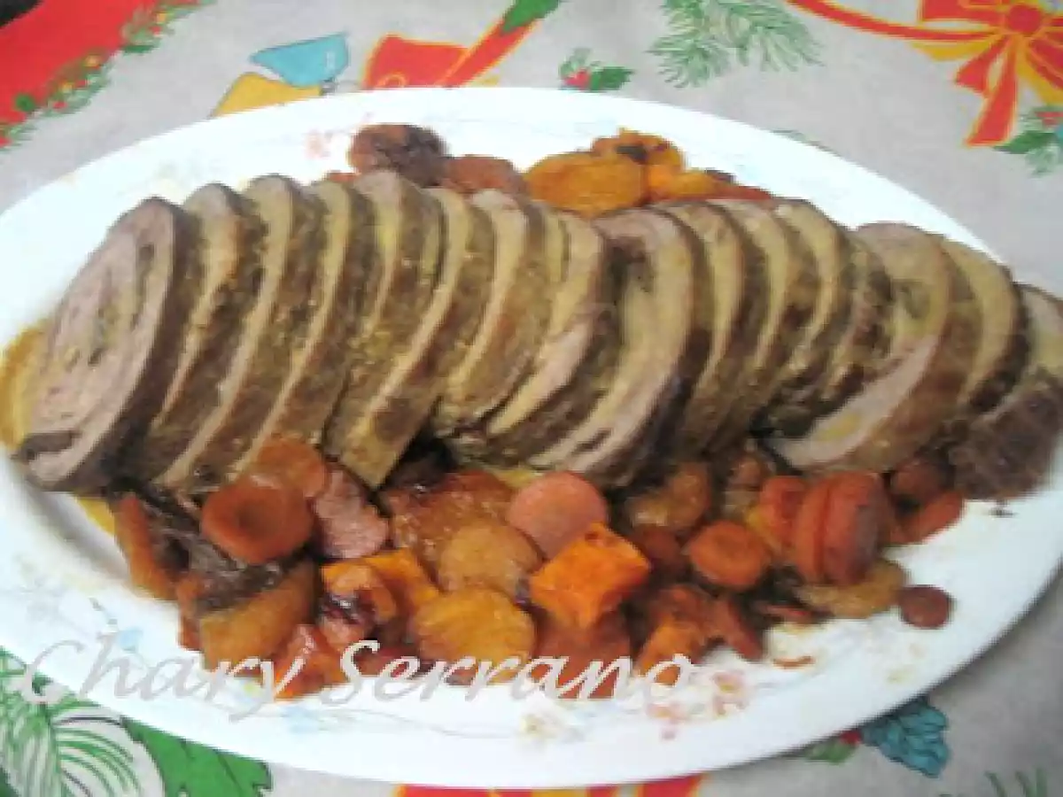 Rollo de ternera navideño