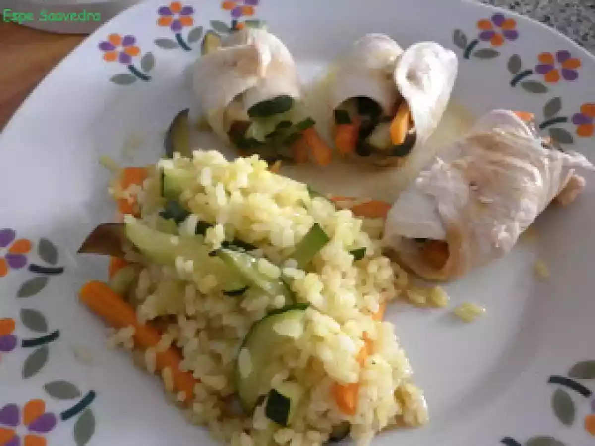 Rollos de pollo rellenos de verduras