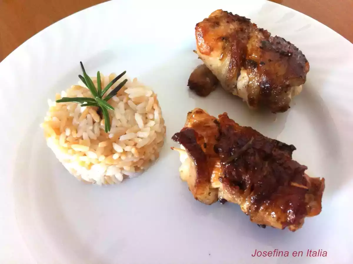 Rollos de pollo y tocino/ Involtini di pollo e pancetta