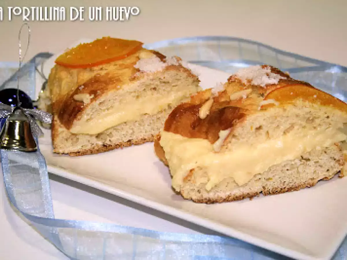 Roscon de Reyes relleno de crema pastelera - foto 3