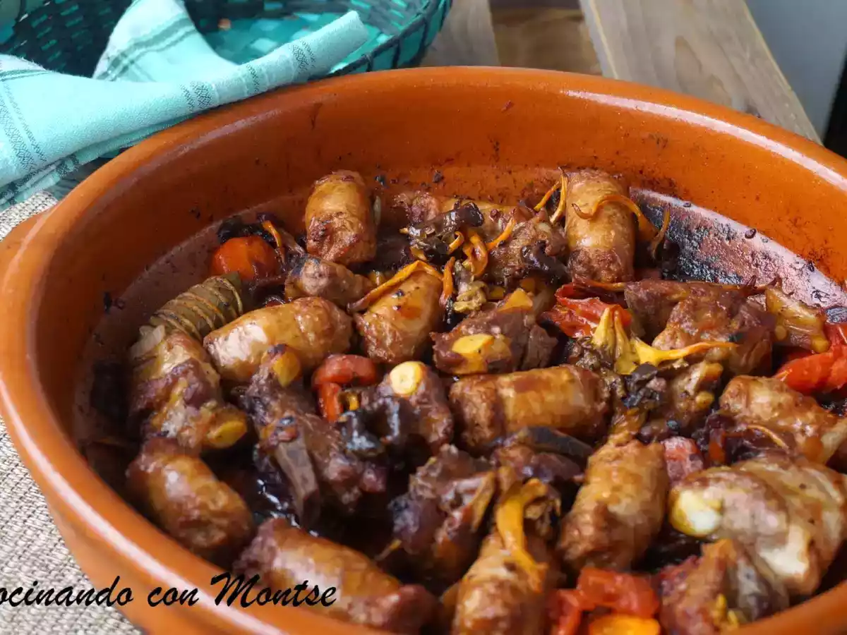 Rustido de butifarra, costillas y camagrocs