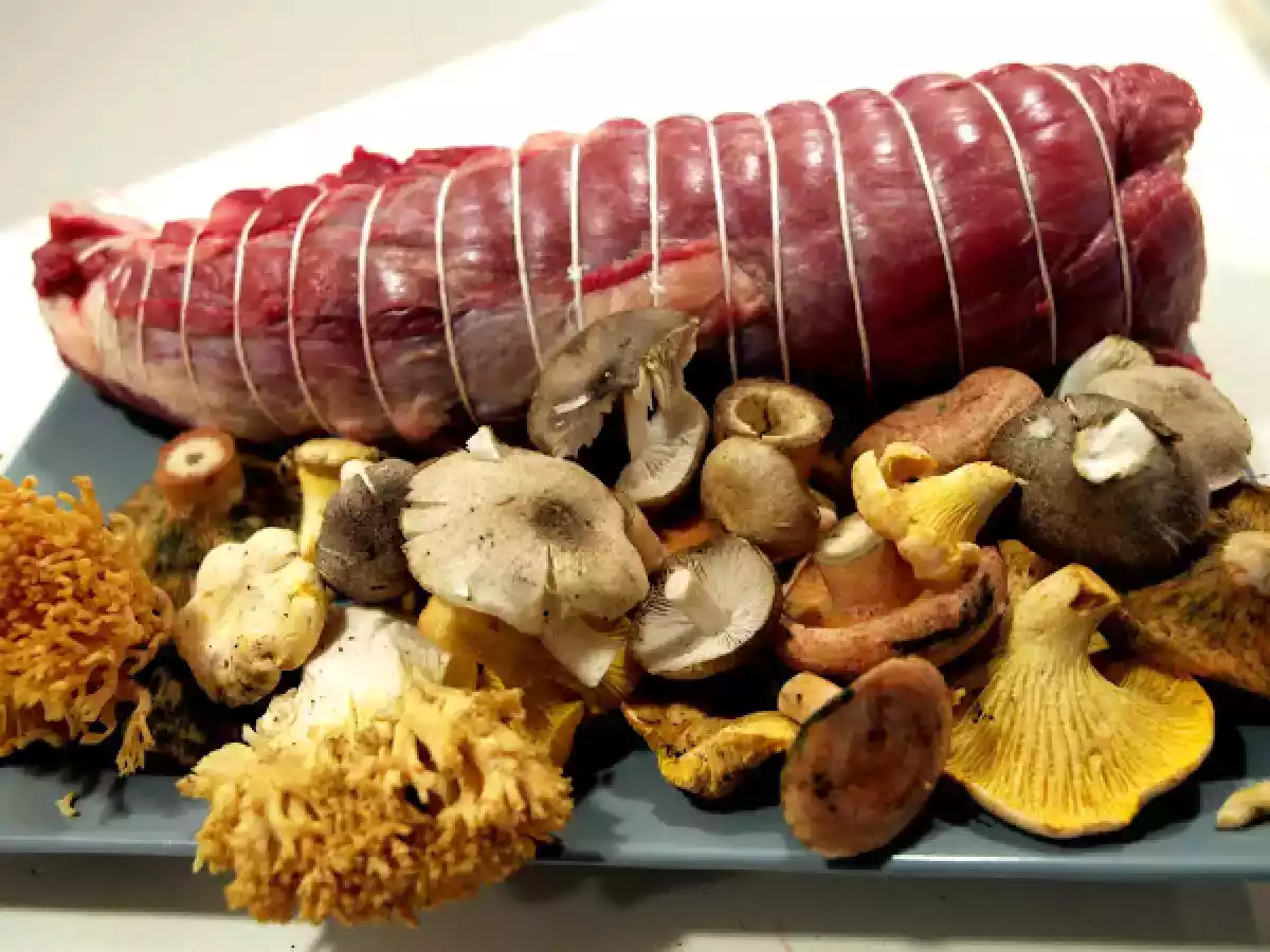 Rustido de caballo con setas