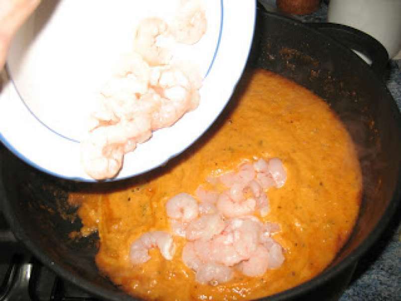 Saccottini de bacon y rúcula con salsa de calabacín y gambas, foto 6