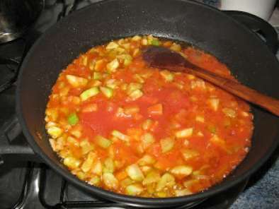 Saccottini de bacon y rúcula con salsa de calabacín y gambas, foto 11