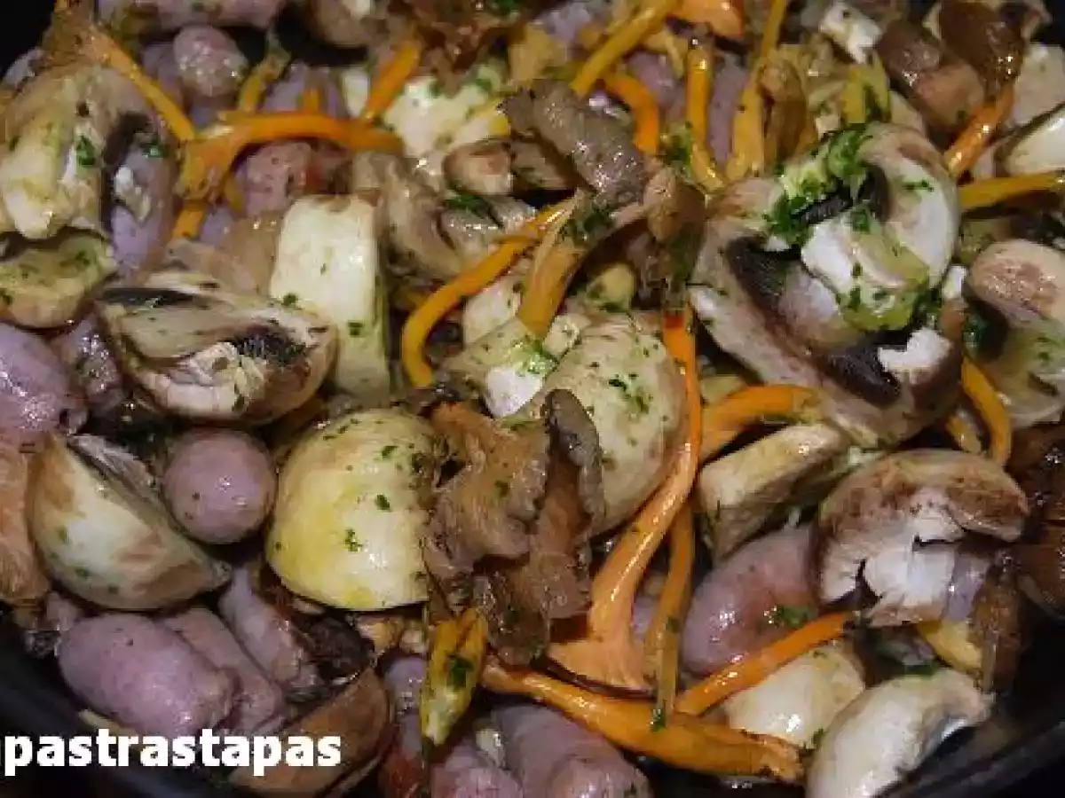 Salchichas con setas