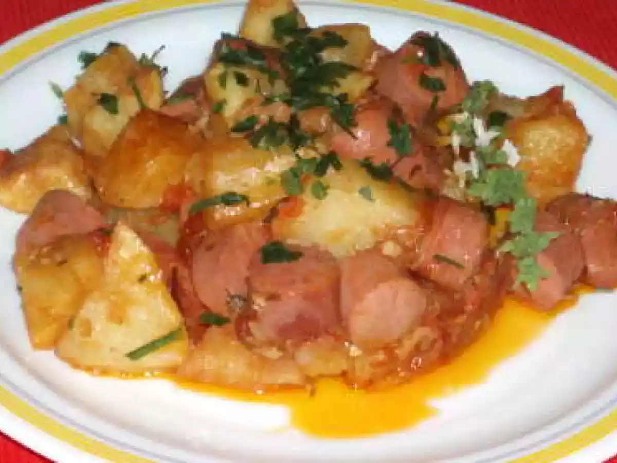 Salchichas de pollo con papas