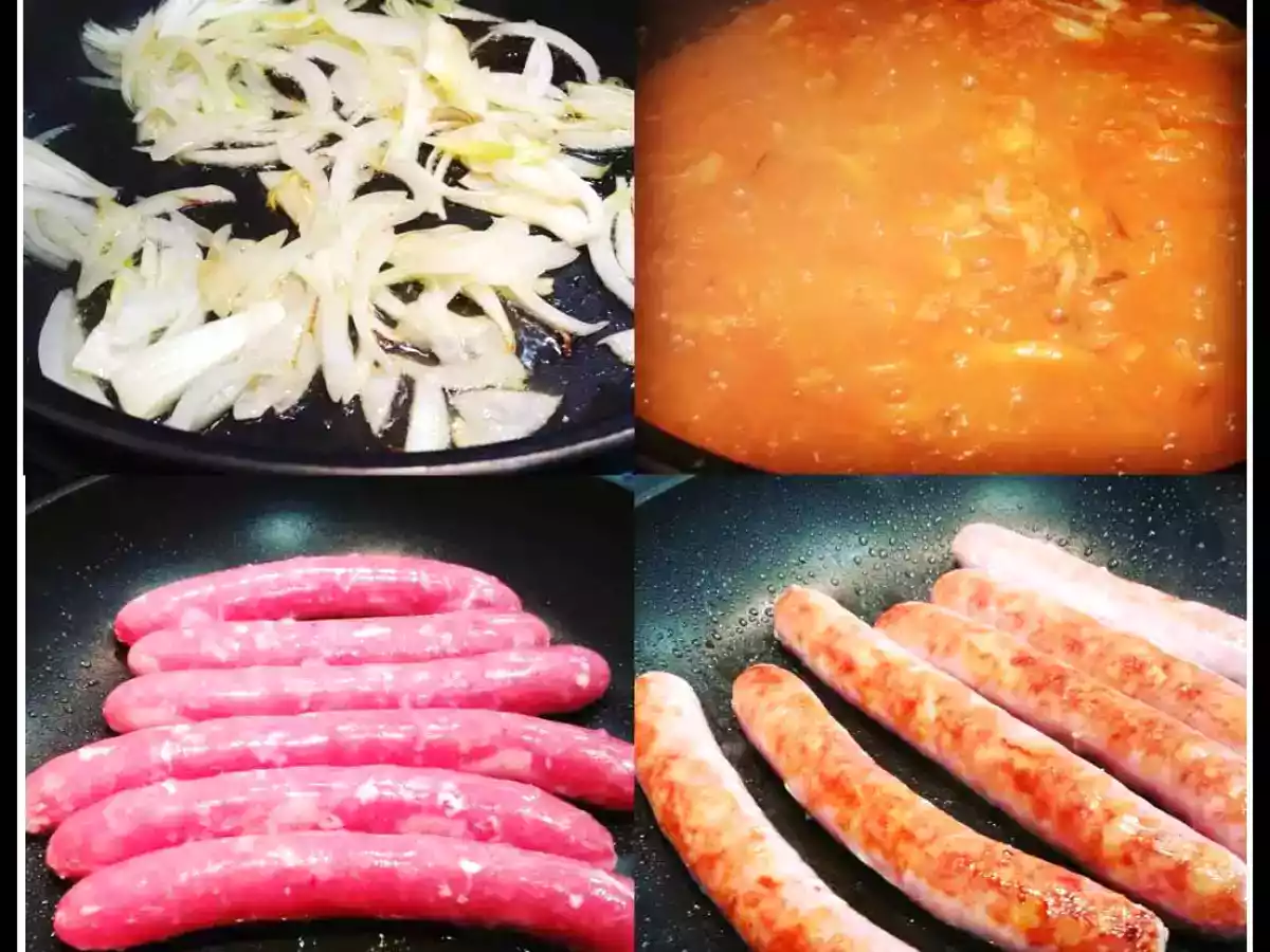 Salchichas frescas con salsa de tomate