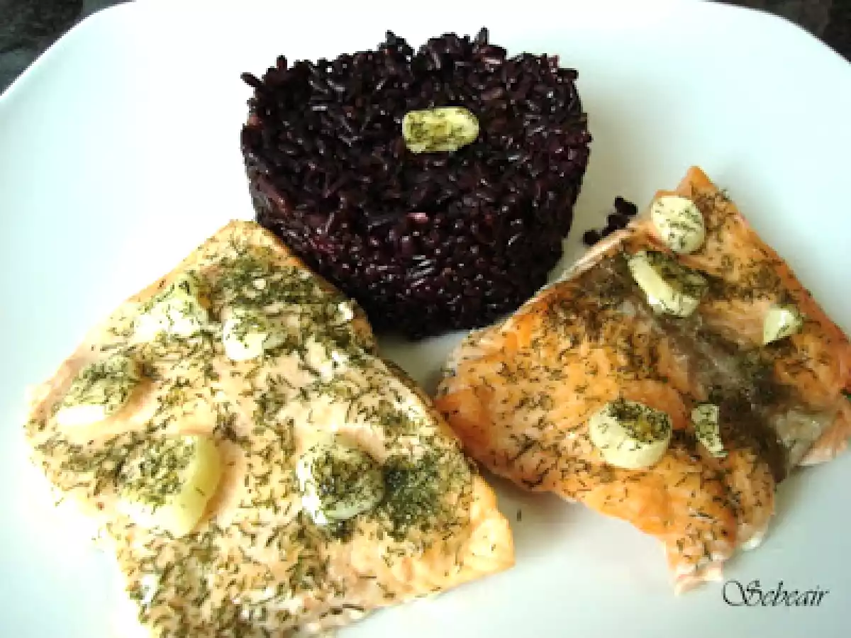 SALMON AL ENELDO (microondas) CON ARROZ DALMATA SIVARIS (fussioncook)