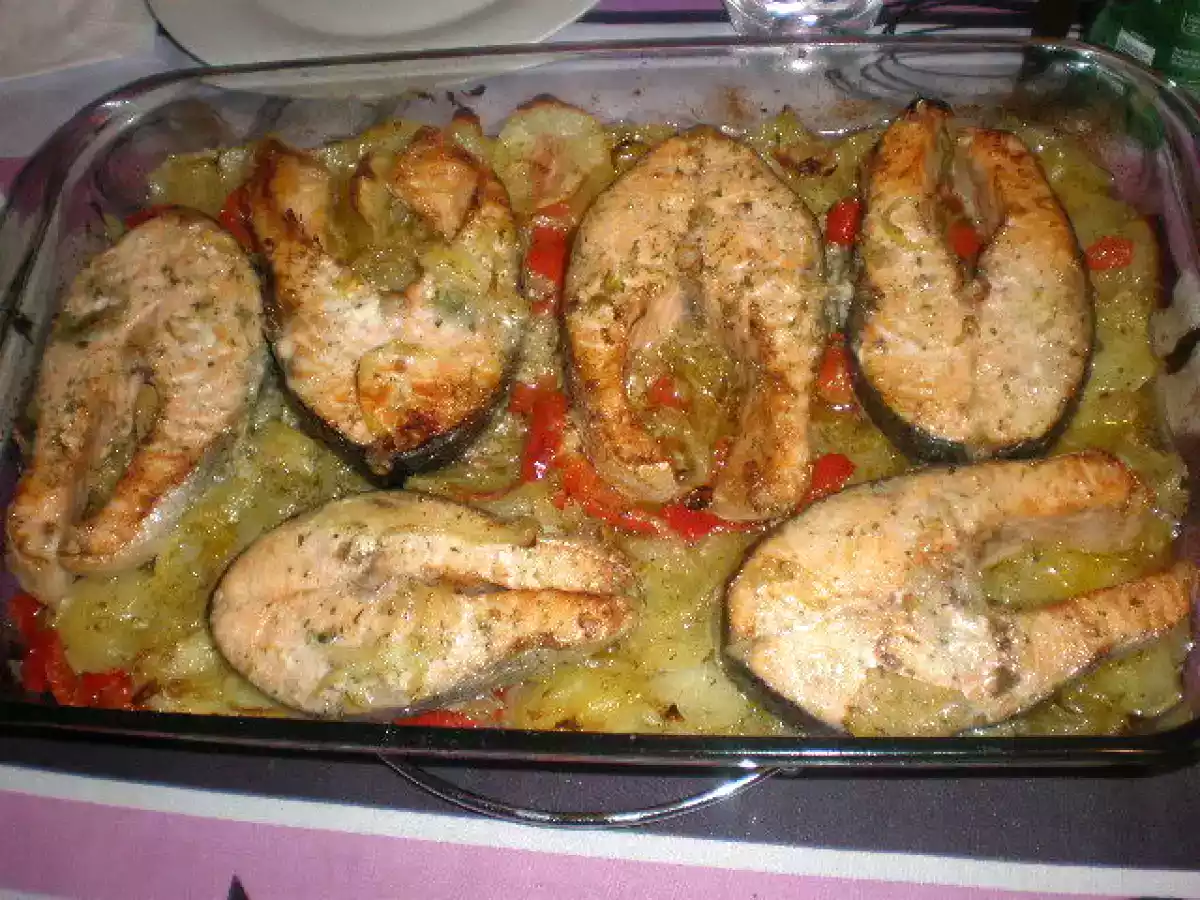 Salmon al vino rosado