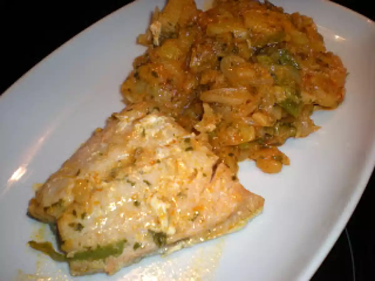 Salmón con patatas al microondas