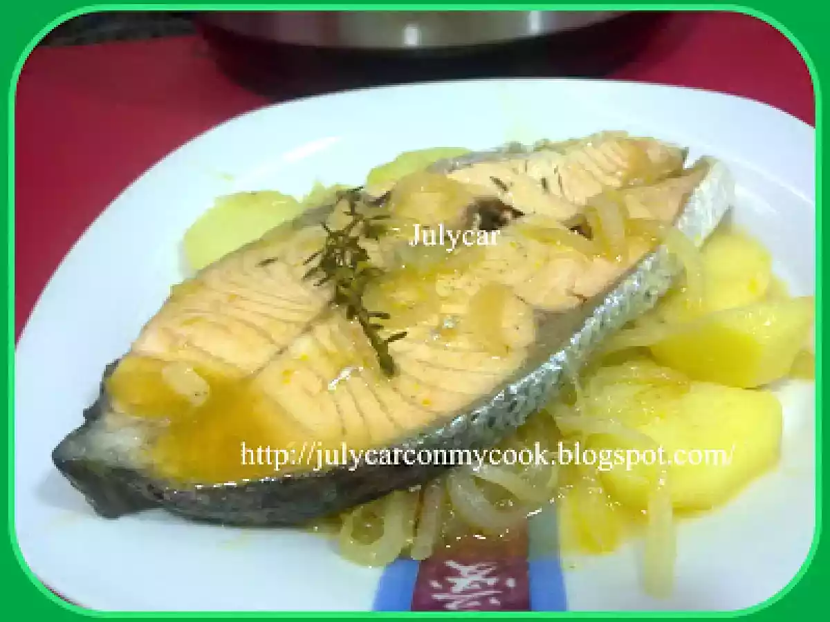 Salmón con patatas albahaca y tomillo fresco olla GM D