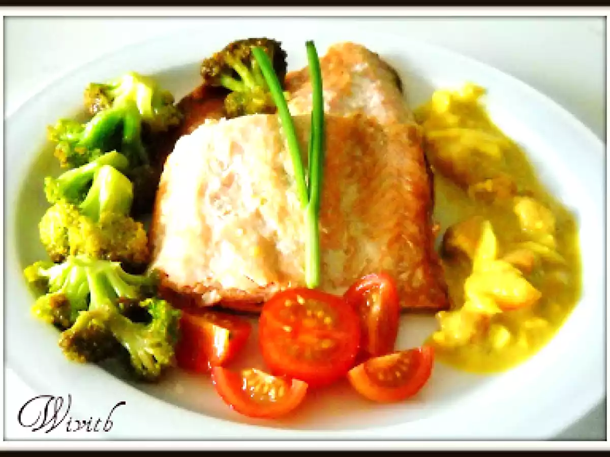 Salmón salvaje con salsa de reciclaje