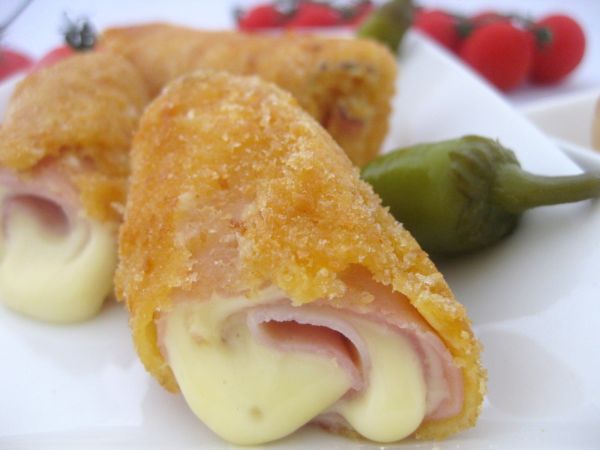 San Jacobos enrollados (rollos de jamón y queso)