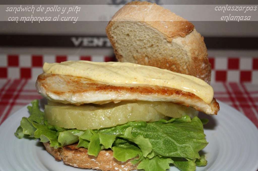 Sandwich de pollo y piña con mahonesa al curry, Receta Petitchef