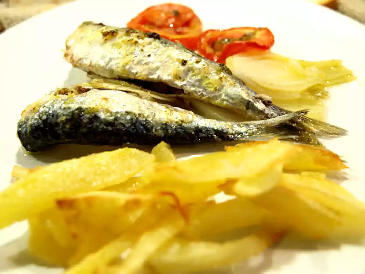 Sardinas al horno con ensalada