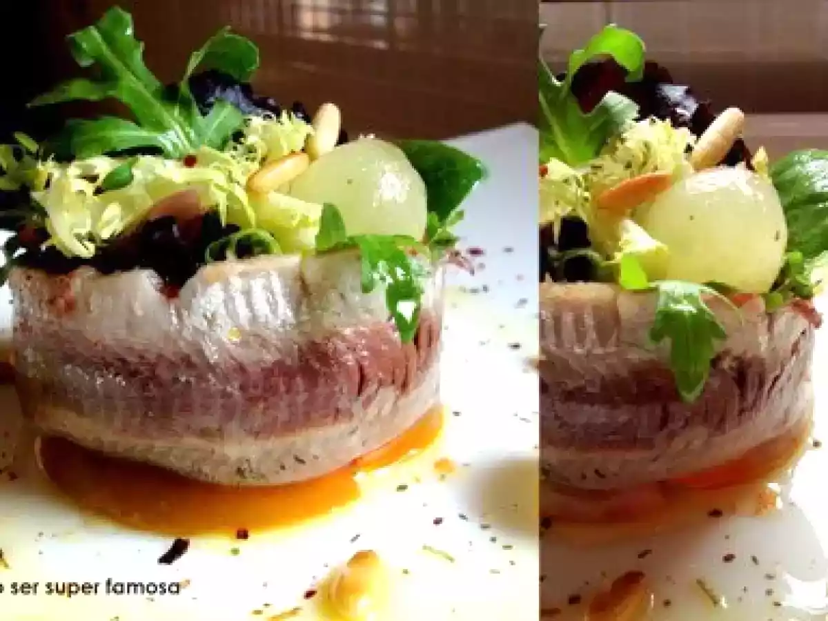 Sardinas de barril con uvas (arengades)