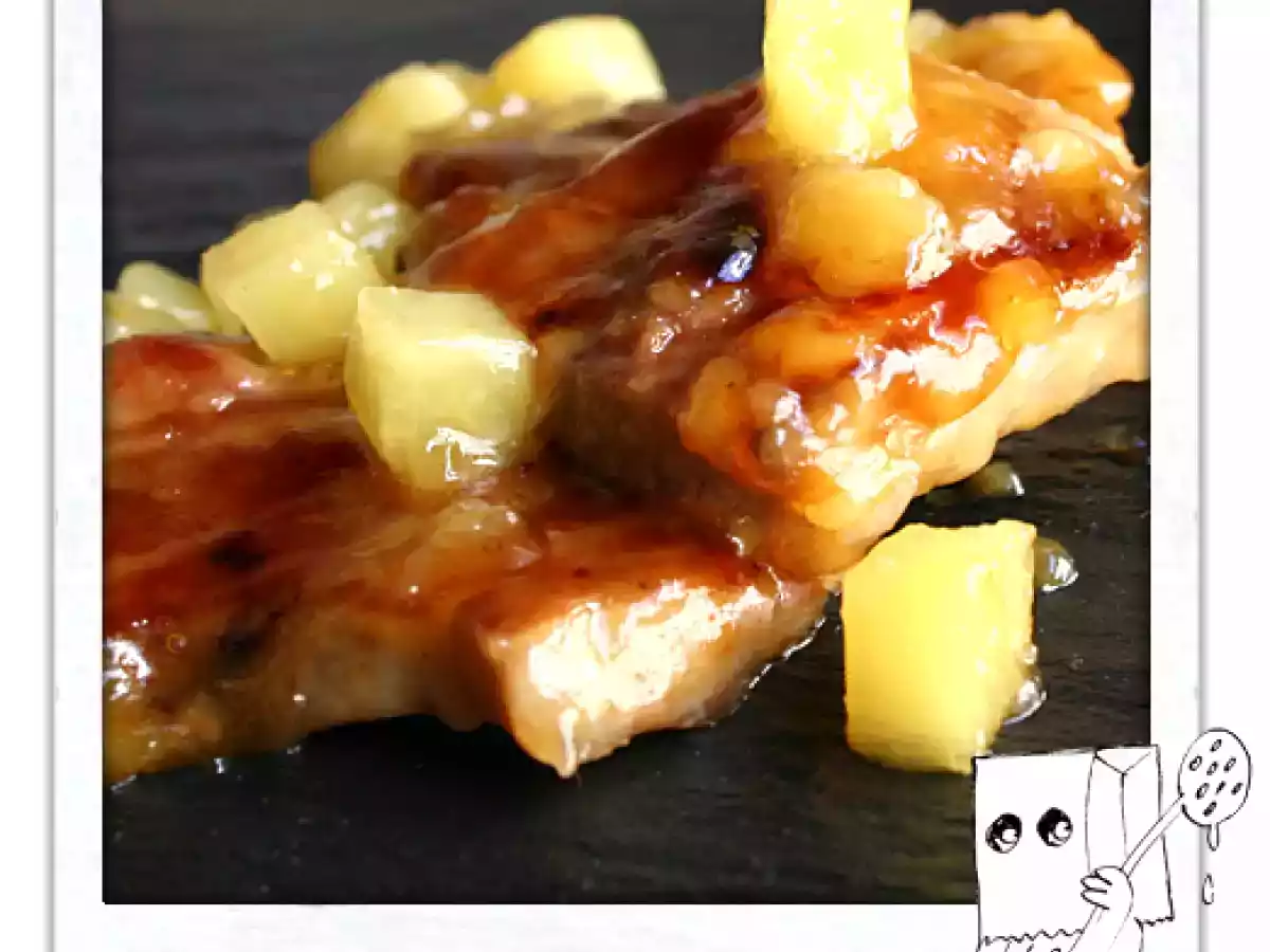 Secreto ibérico con salsa de piña y miel