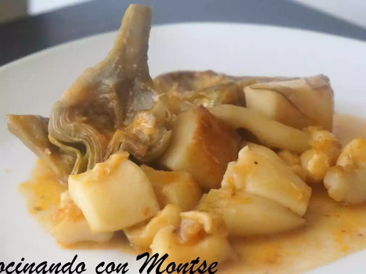 Sepia con alcachofas