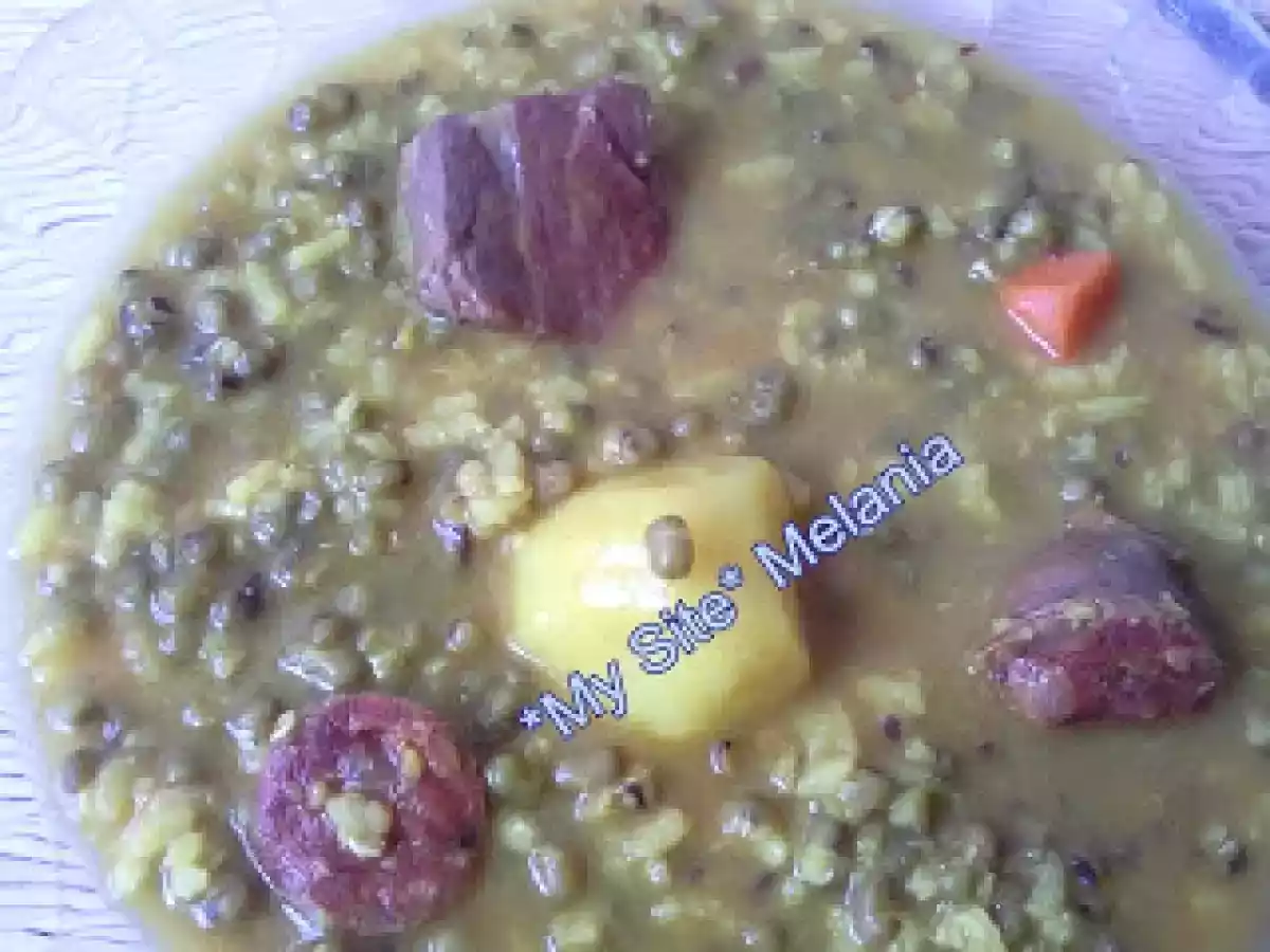 Soja verde con arroz