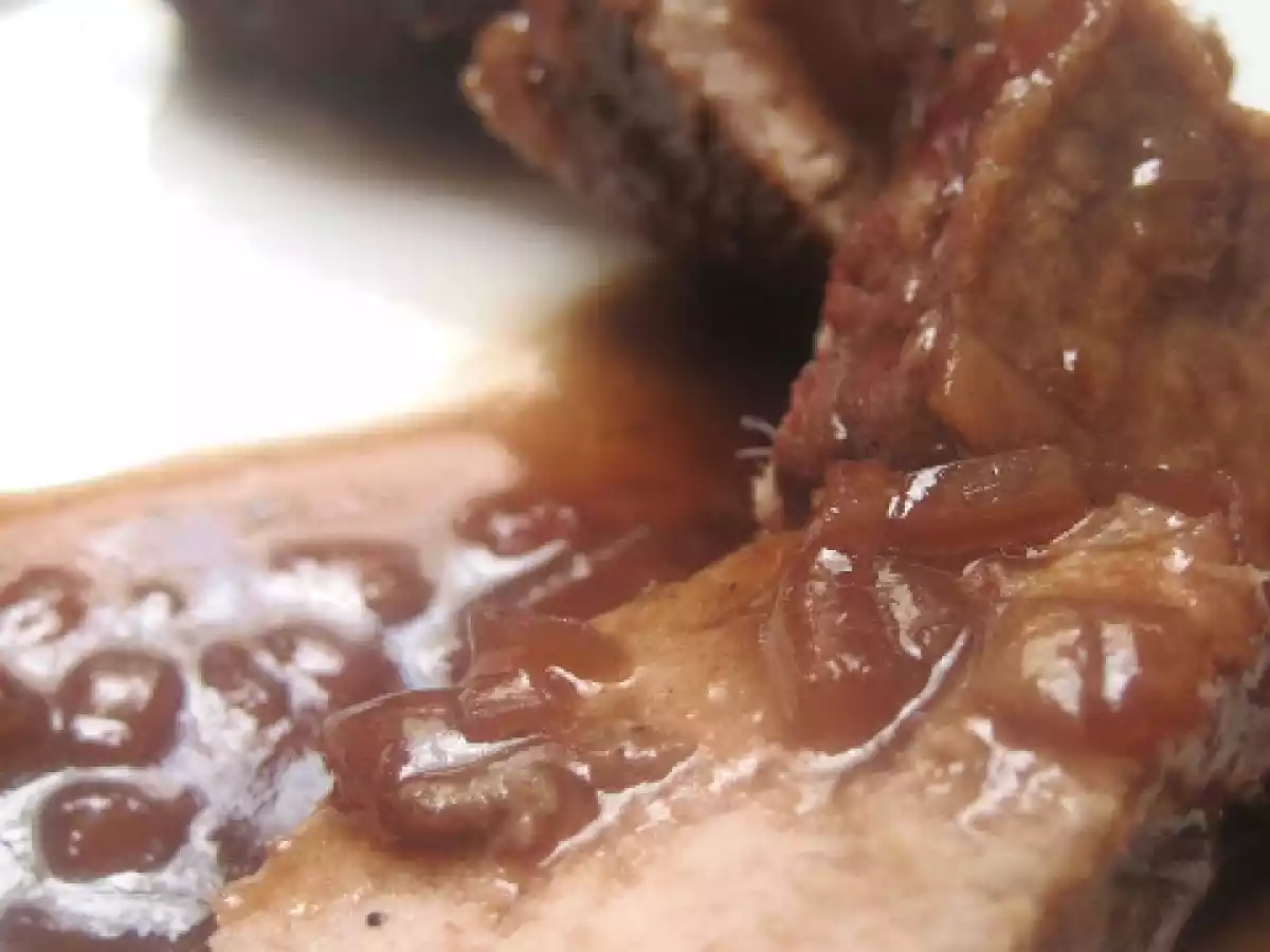Solomillo caramelizado al vino tinto