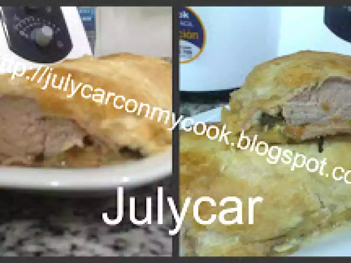 Solomillo con hojaldre y verduras