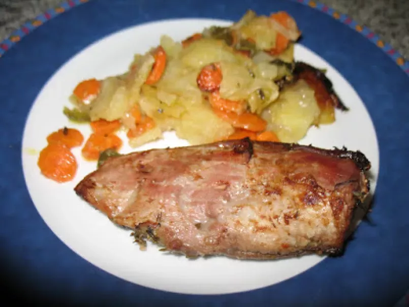 Solomillo de cerdo al horno con verduras