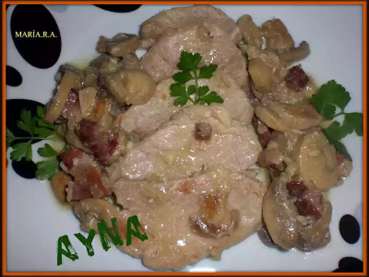 SOLOMILLO DE CERDO CON JAMÓN Y CHAMPIÑONES (FUSSIONCOOK)