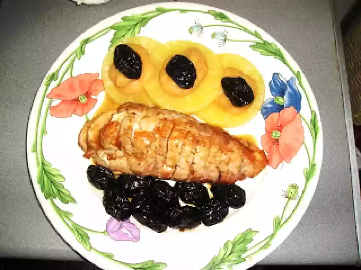 Solomillo de cerdo con jugo de piña