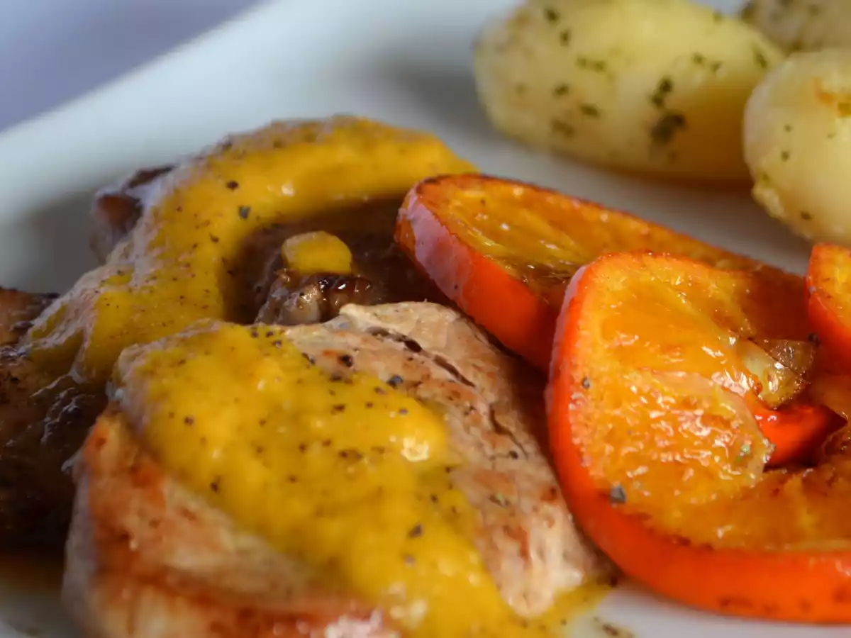 Solomillo de cerdo con salsa de naranja