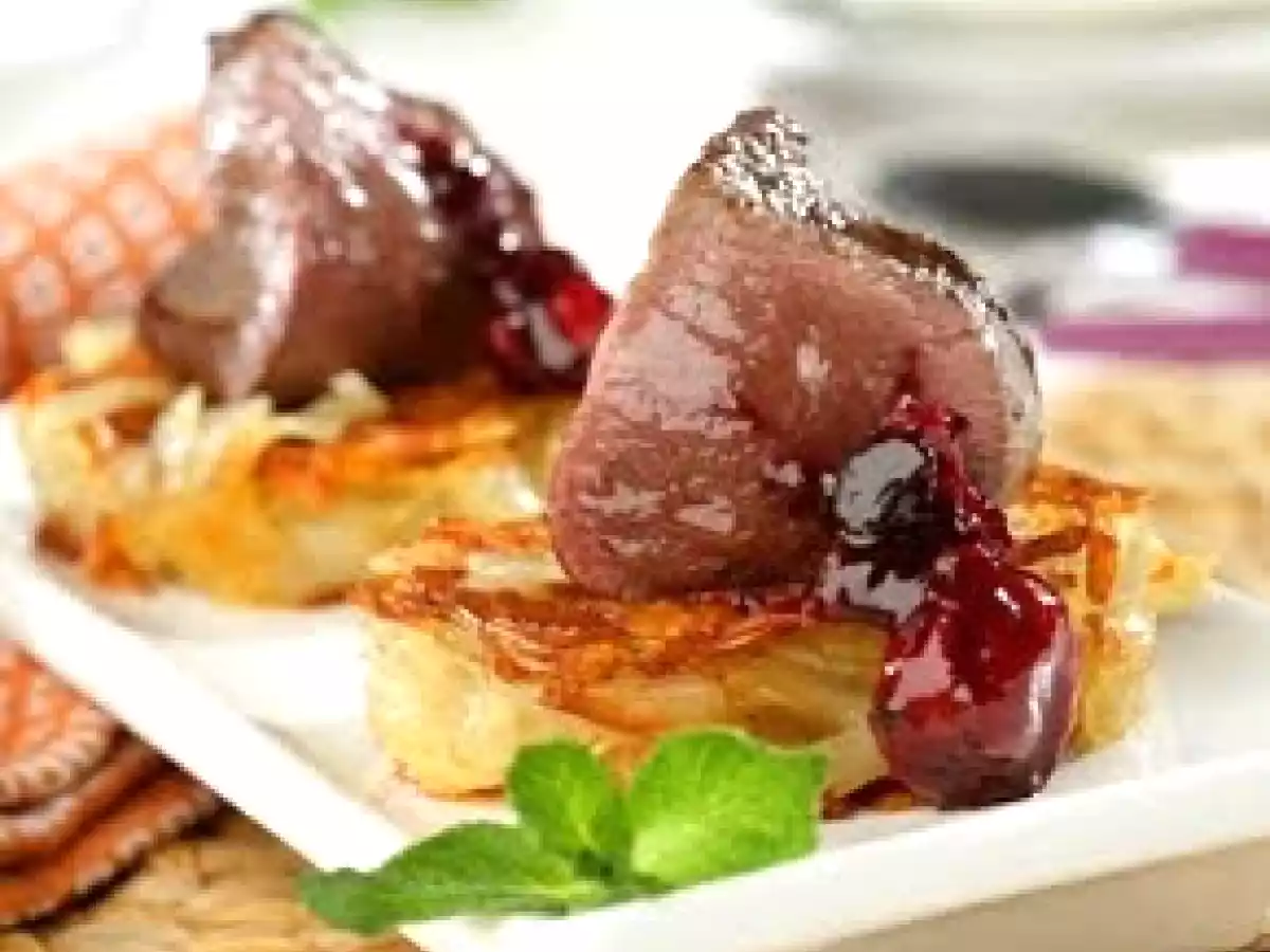 Solomillo de ternera a la plancha sobre rosti de patata