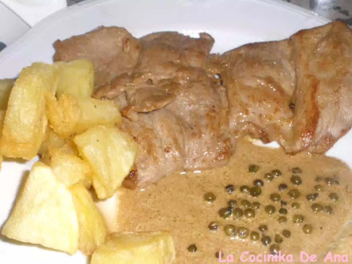 Solomillo ibérico a la pimienta verde