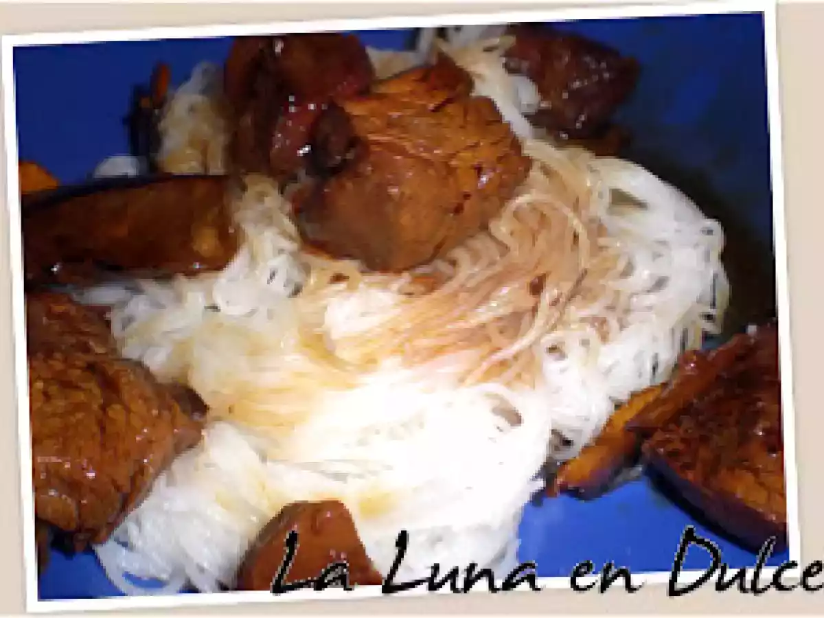 Solomillo teriyaki con setas wok