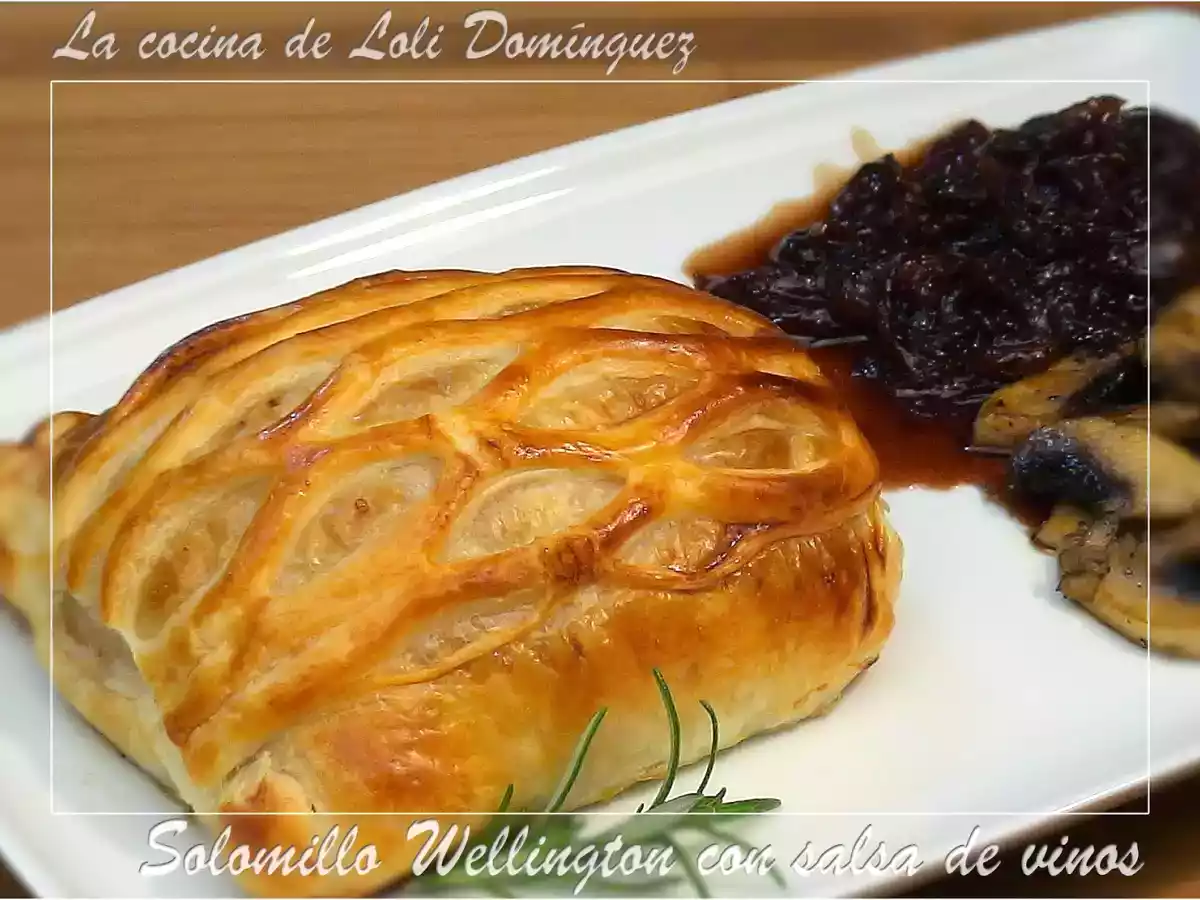 Solomillo Wellington con salsa de vinos